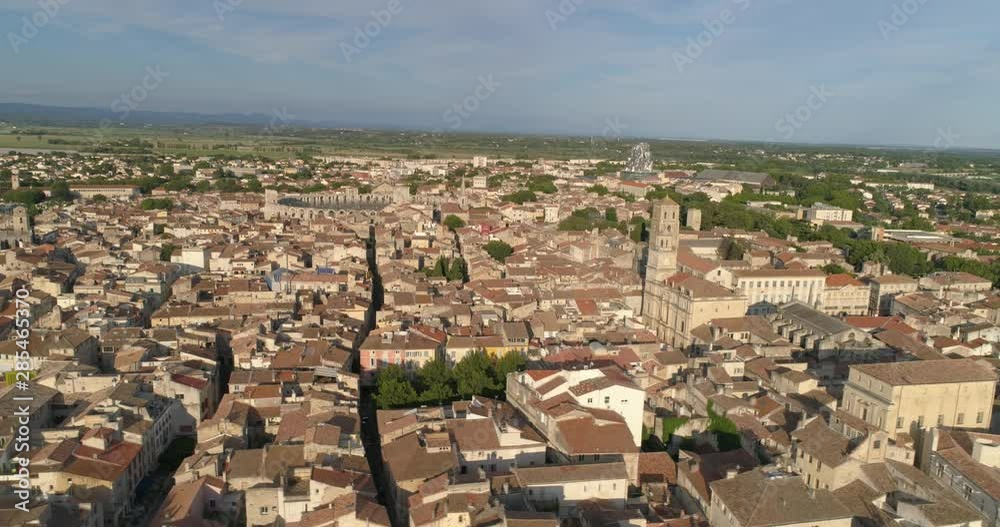 Arles aerial lateral traveling, Bouches-du-Rhône, France Arles aerial lateral traveling, Bouches-du-Rhône, France