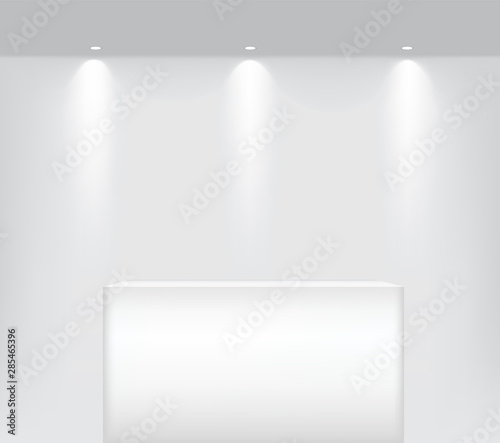 Mock up Realistic Empty Shelf to Table Podium for interior to Show Product with Spotlight and shadow background illustration