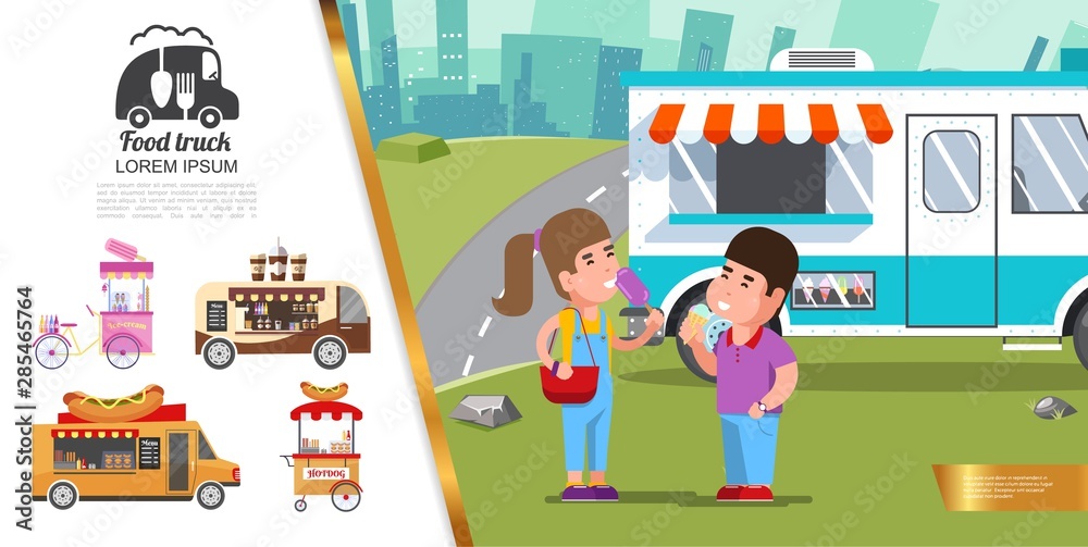 Flat Street Food Concept Flat Street Food Concept