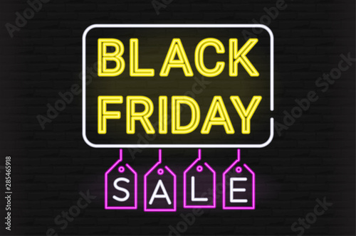 Black friday sale neon sign template. 