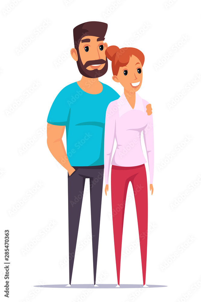 Happy couple flat vector illustration
