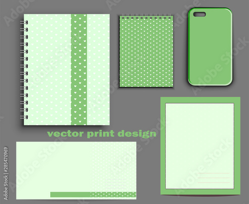 Vector collection of mock up notebooks and stationery and case for smartphone...