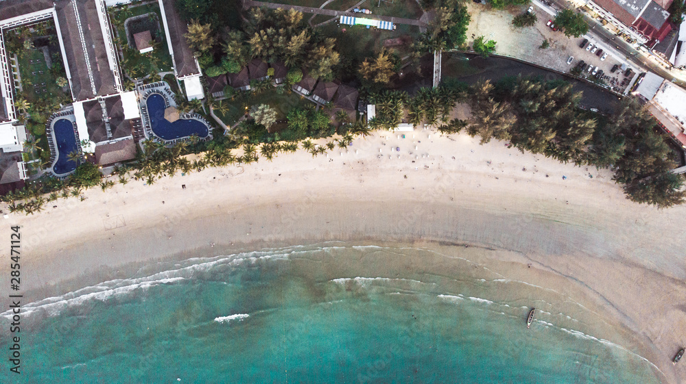Aerial sea beach coastline on transparent backgrou