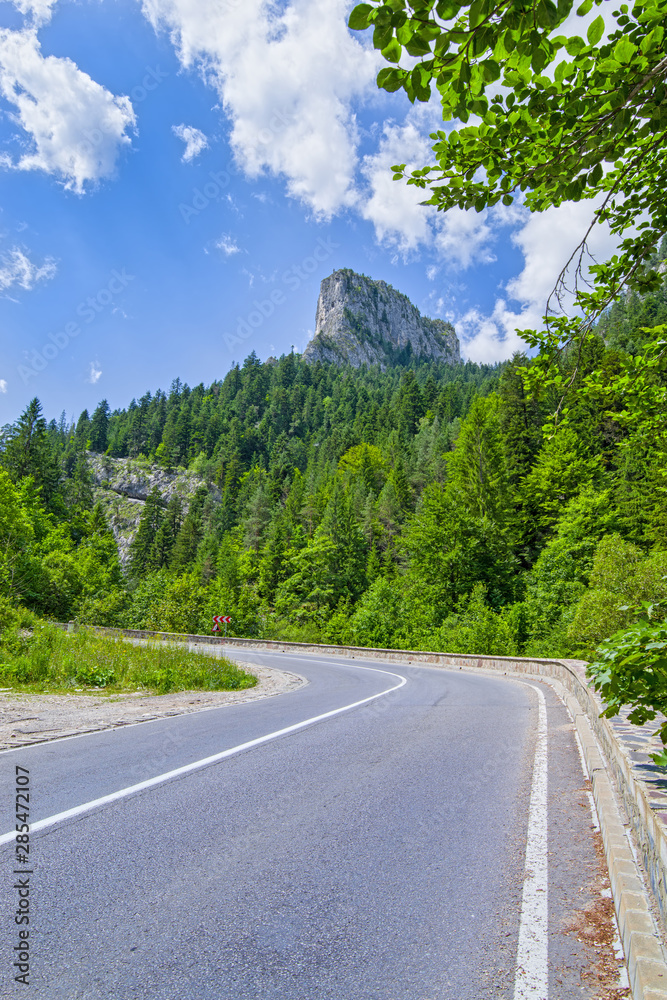 Fototapeta premium Curvy road in Romanian Carpathians