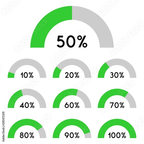 Percentage sign icon set vector,from 10 to 100