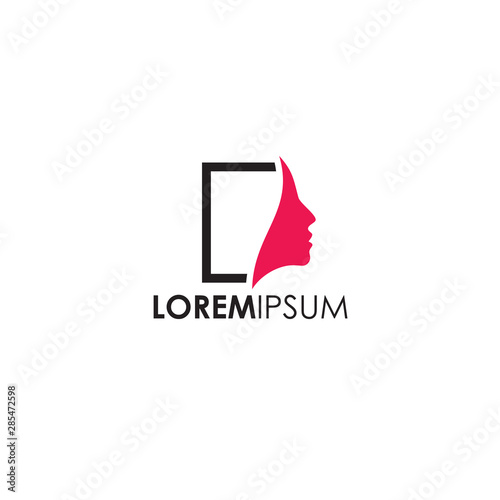 Beauty face woman logo design vector template