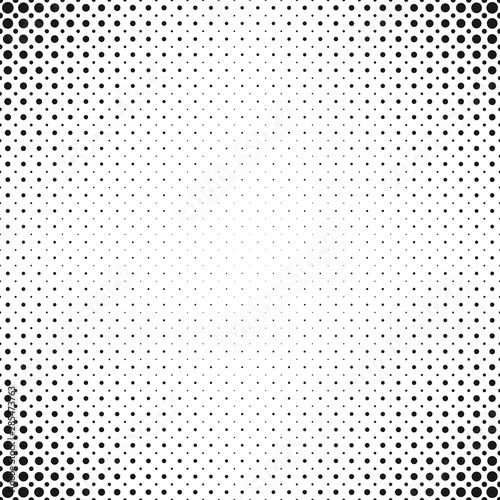 Monochrome abstract repeating halftone circle pattern background - vector template design from dots