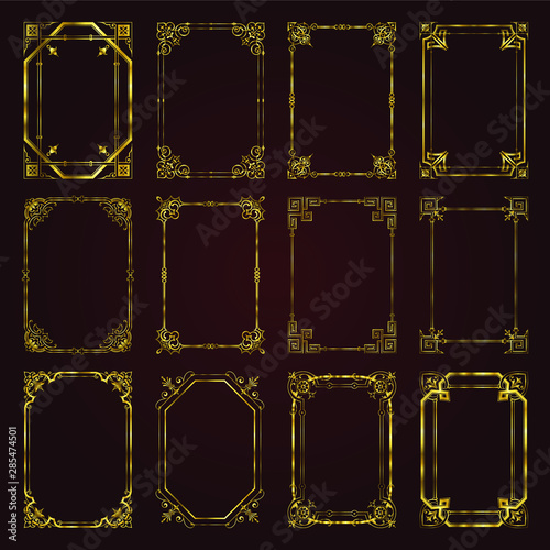 Golden calligraphic decorative frames in vintage style - vector set