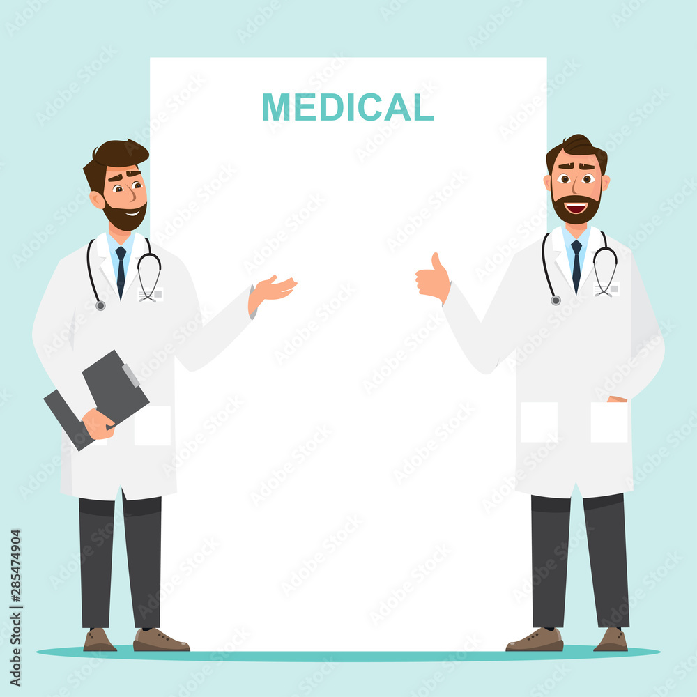 Set of doctor cartoon character with copy space Set of doctor cartoon character with copy space