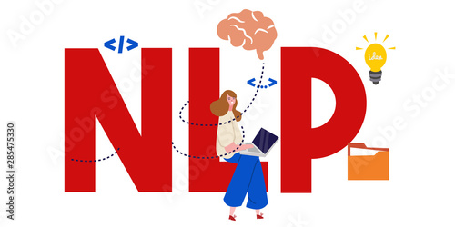 Neuro-linguistic programming NLP vector illustration concept wit icons and words. photo
