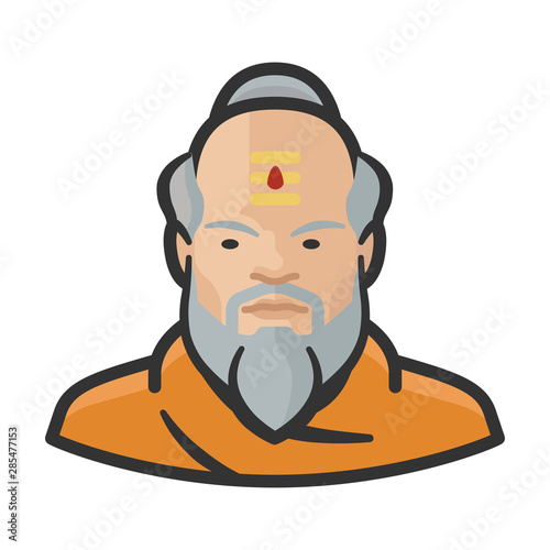 buddhist monk beard asian avatar icon