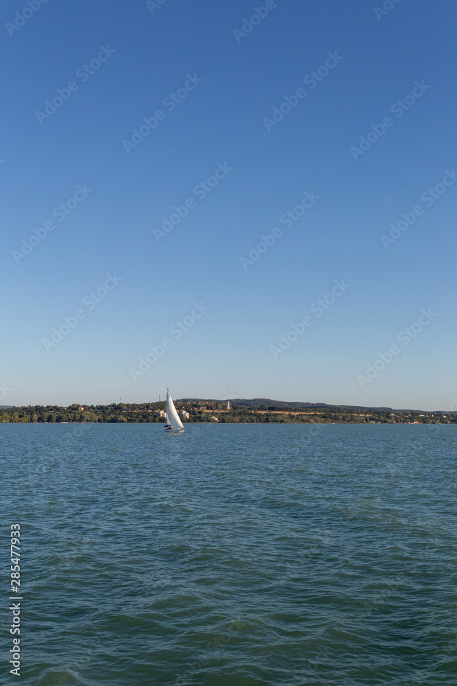Sailboats in the Lake Balaton, Hungary on a summer day.