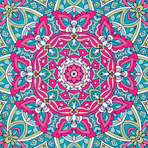 Abstract mandala vector seamless pattern floral design colorful ornament stylish element