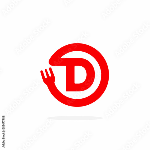 Fotografie Modern Fork Vector Logo Letter D. D Utensil Letter Design Vector.