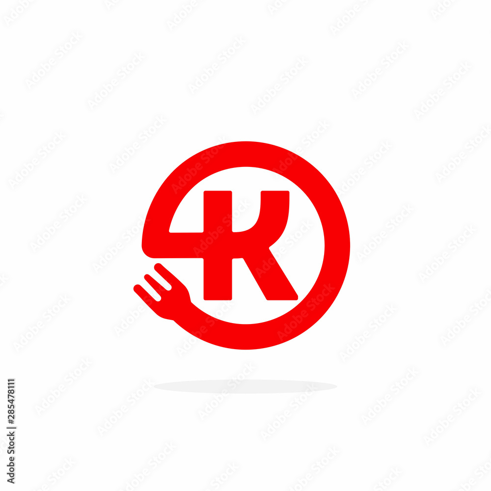 Modern Fork Vector Logo Letter K. K Utensil Letter Design Vector. Modern Fork Vector Logo Letter K. K Utensil Letter Design Vector.