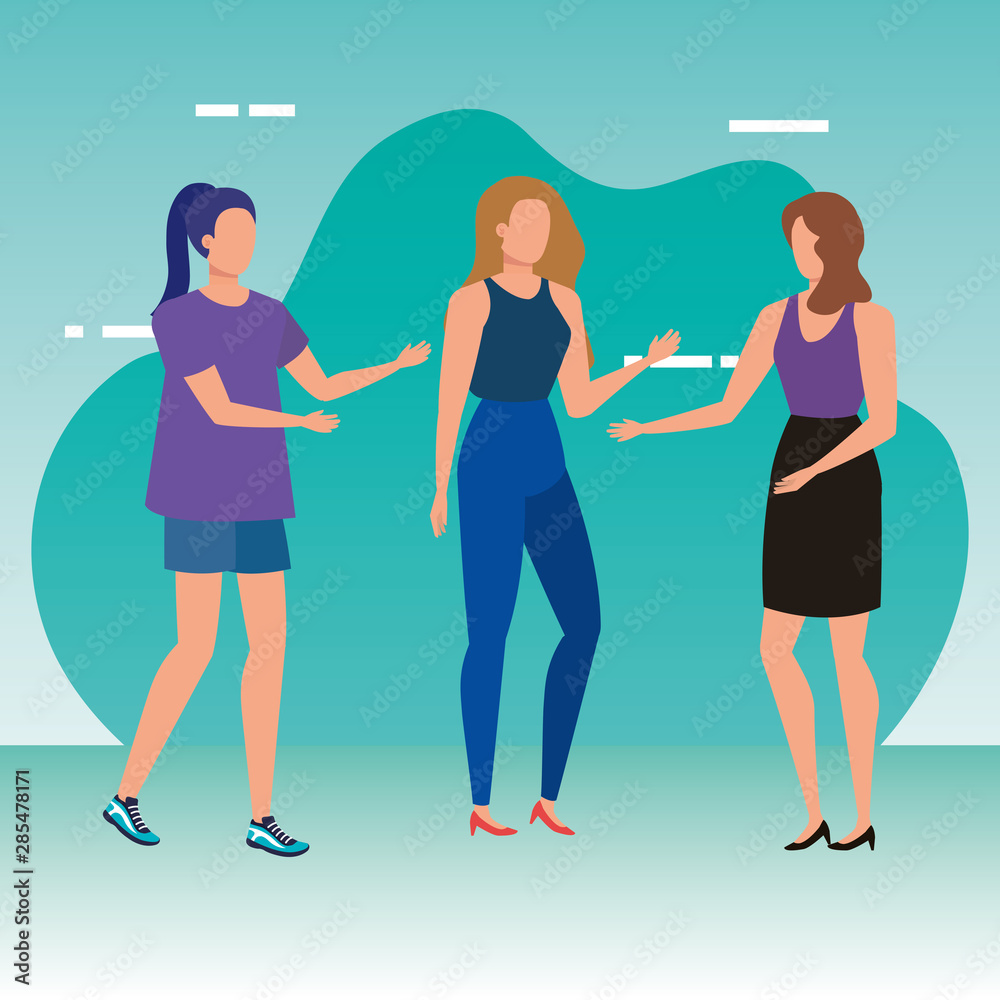 Naklejka premium beautiful and young women characters