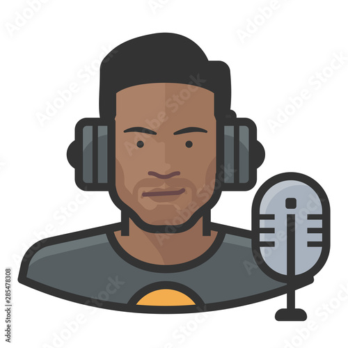 disc jockey black male avatar icon