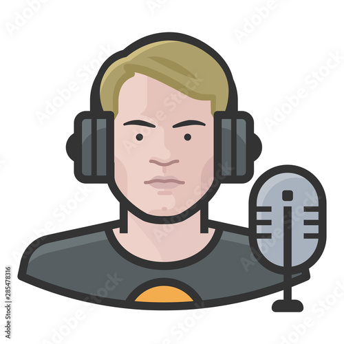 disc jockey white male avatar icon