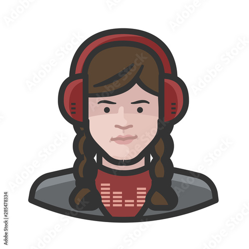 disc jockey white female avatar icon