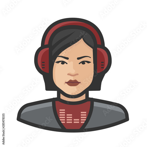 disc jockey asian female avatar icon