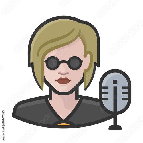 disc jockey white female avatar icon