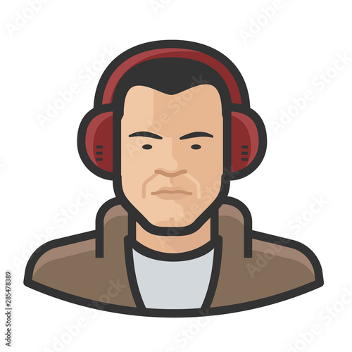 disc jockey asian male avatar icon