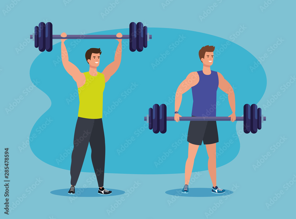 set of men with weight to healthy activity set of men with weight to healthy activity