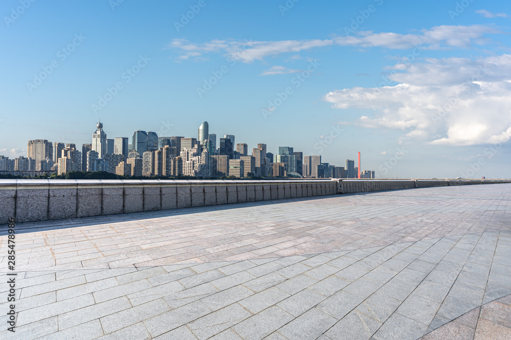 empty floor with city skyline empty floor with city skyline