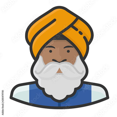 indian sikh turban beard avatar icon