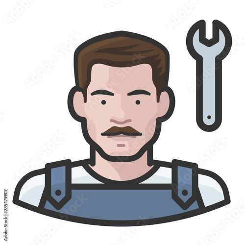 mechanic white male avatar icon