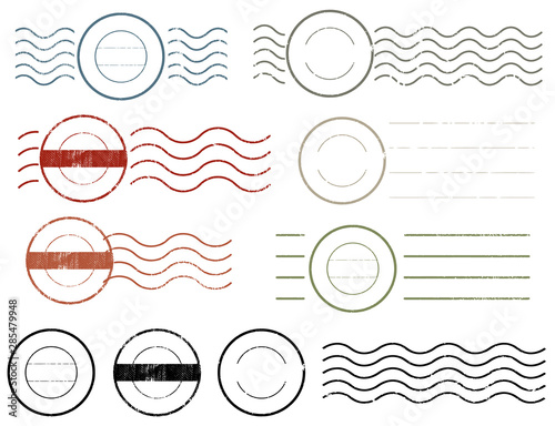 Circle Blank postal and line stamps set.illustration vector