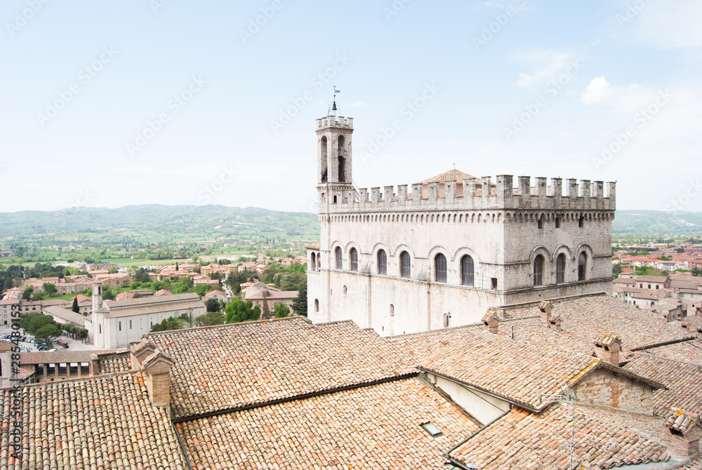 Part of Ducal Palace with panorama on roofs and hills