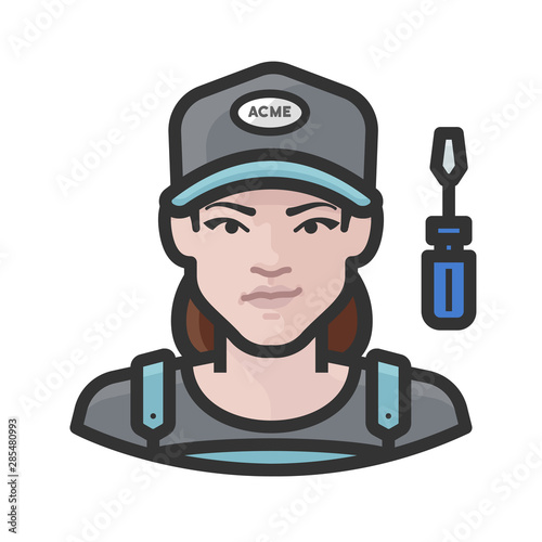 repair technician white female avatar icon