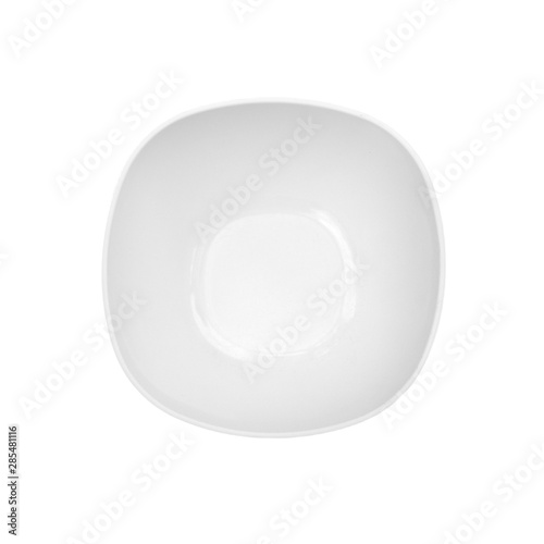 White bowl on white background. Clipping path, Top view