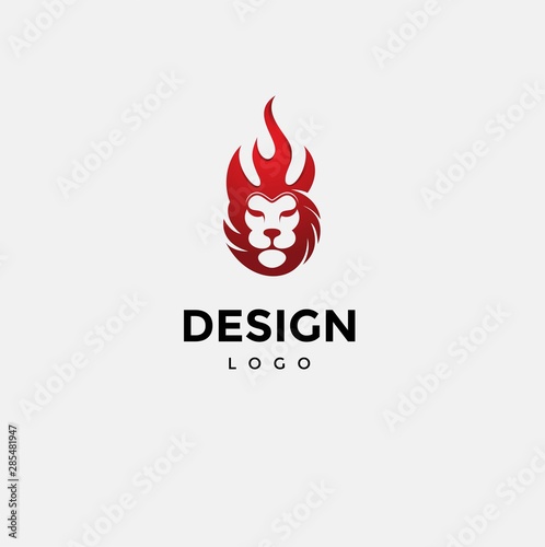 Vector logo design, icon fire,and lion