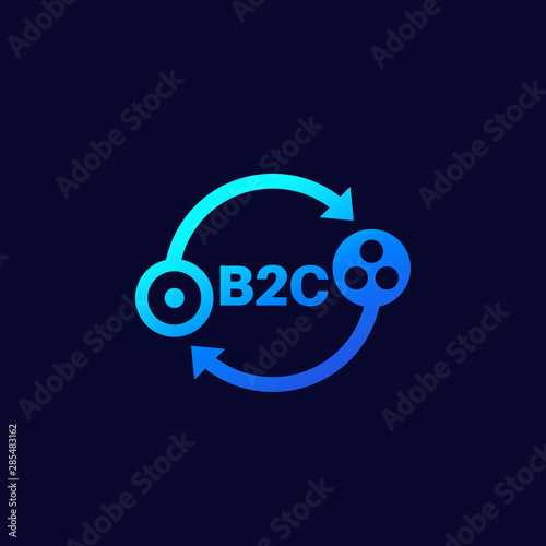 b2c icon on dark, vector