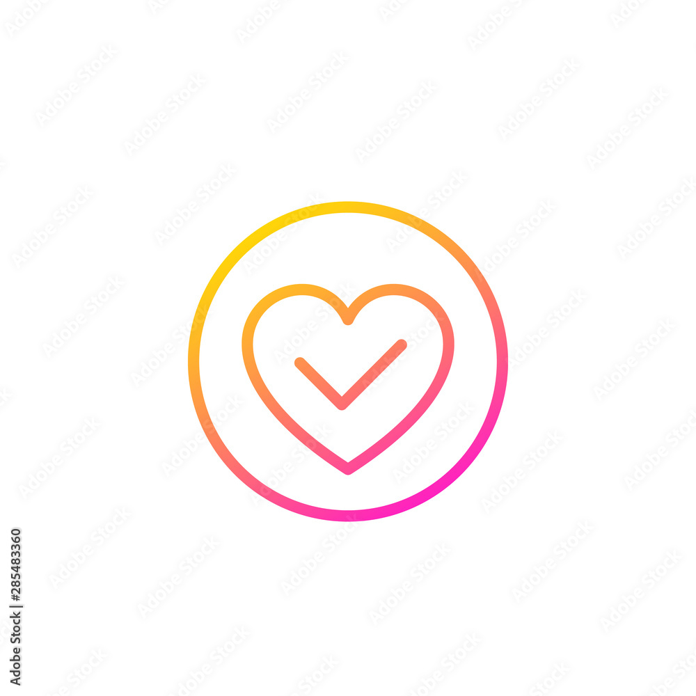 heart and tick vector logo, linear
