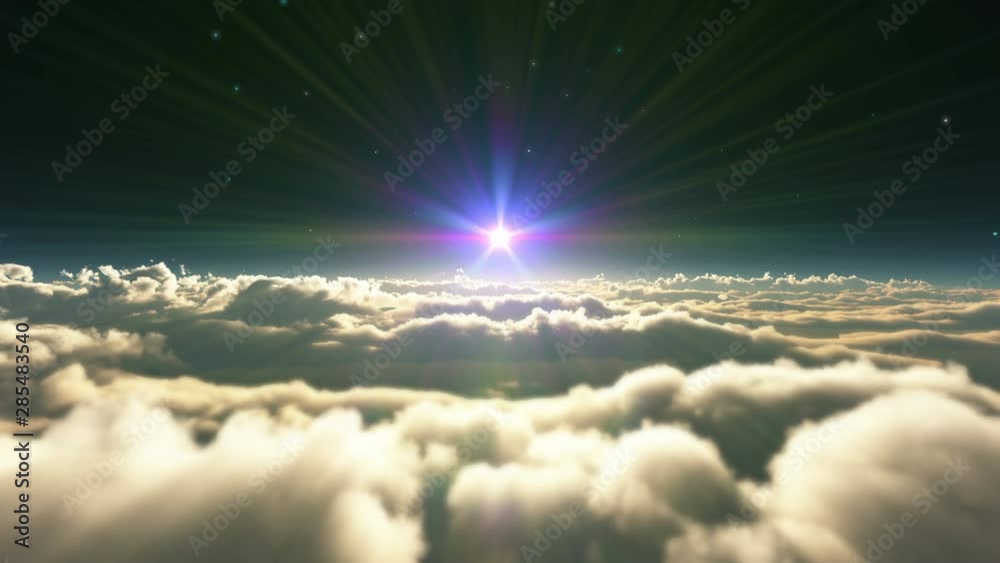 fly above over clouds sunset 4k