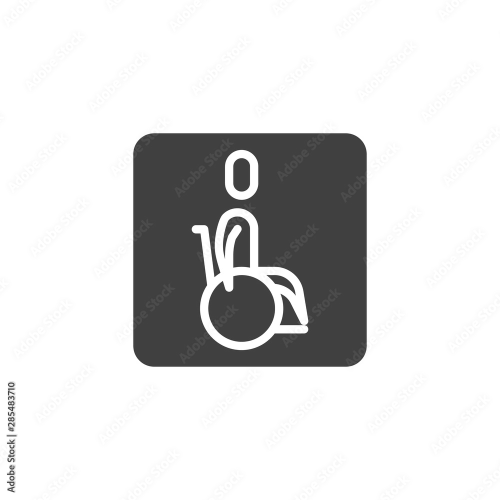 Disabled, handicapped man vector icon. filled flat sign for mobile concept and web design. Patient wheelchair glyph icon. Symbol, logo illustration. Vector graphics Disabled, handicapped man vector icon. filled flat sign for mobile concept and web design. Patient wheelchair glyph icon. Symbol, logo illustration. Vector graphics