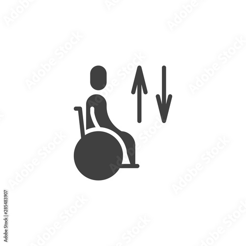 Handicap Elevator Sign vector icon. filled flat sign for mobile concept and web design. Disabled, up and down arrow glyph icon. Symbol, logo illustration. Vector graphics