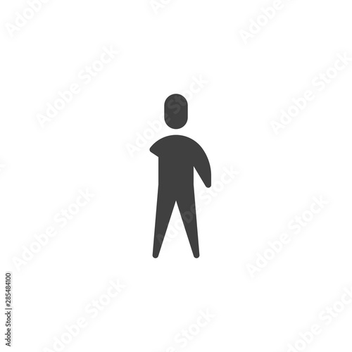 Disabled human without arm vector icon. filled flat sign for mobile concept and web design. Invalid man without arm glyph icon. Symbol, logo illustration. Vector graphics