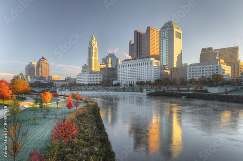 Columbus  Ohio skyline on a clear fall day
