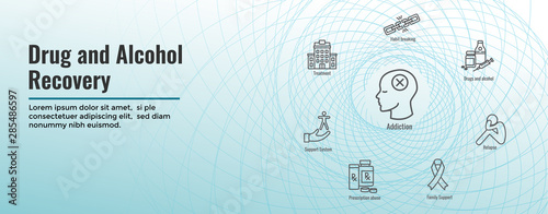Drug and Alcohol Dependency Icon Set & Web Header Banner