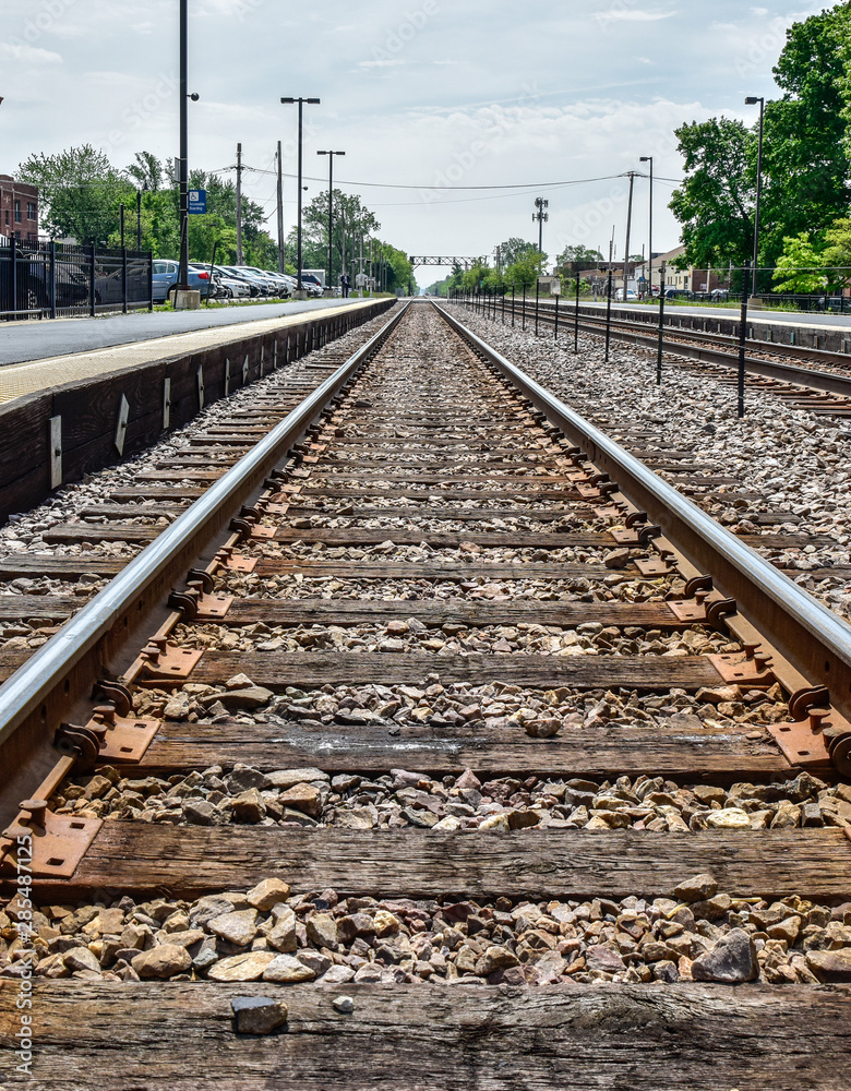 Fototapeta premium looking down the railroad track