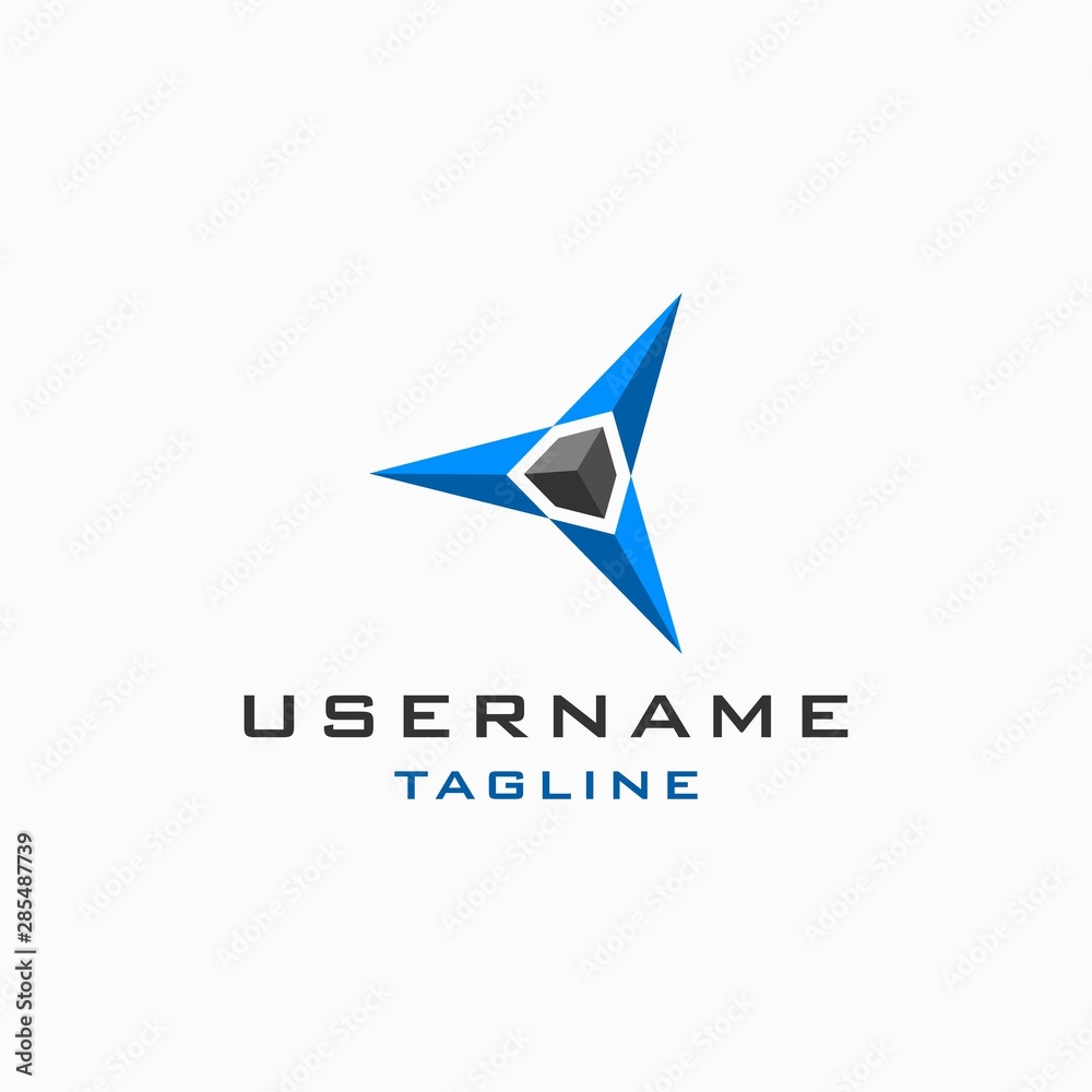 three pointed star logo design template . technology icon design inspiration three pointed star logo design template . technology icon design inspiration
