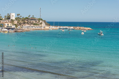 Top view on beach of Cabo Roig and coastline of Dehesa de Campoamor. Province of Alicante. Costa Blanca. Spain photo