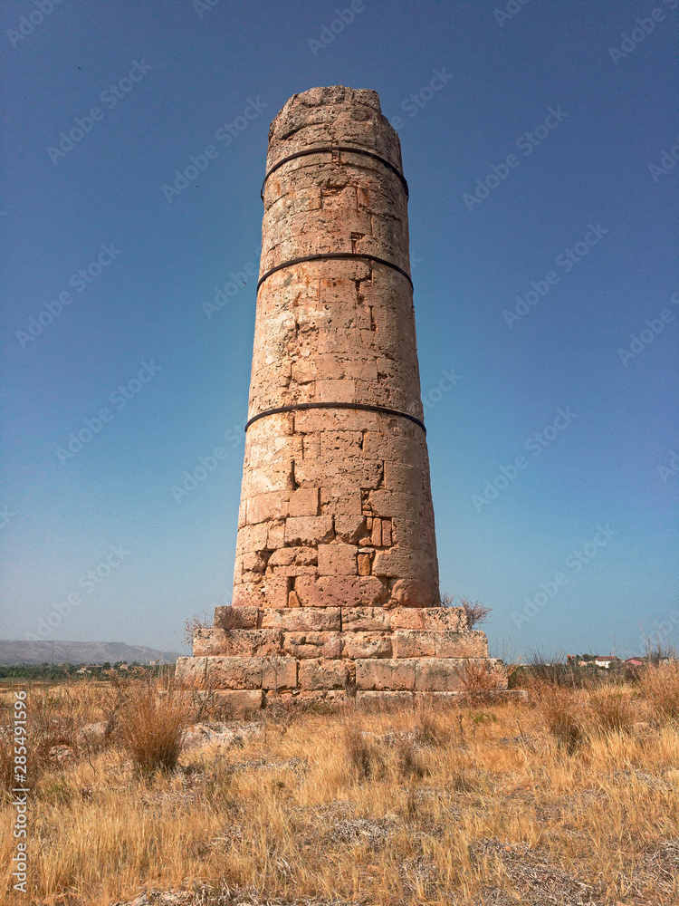 Remains of the Pizzuta column, Greek funerary stele, in Sicily, Italy.