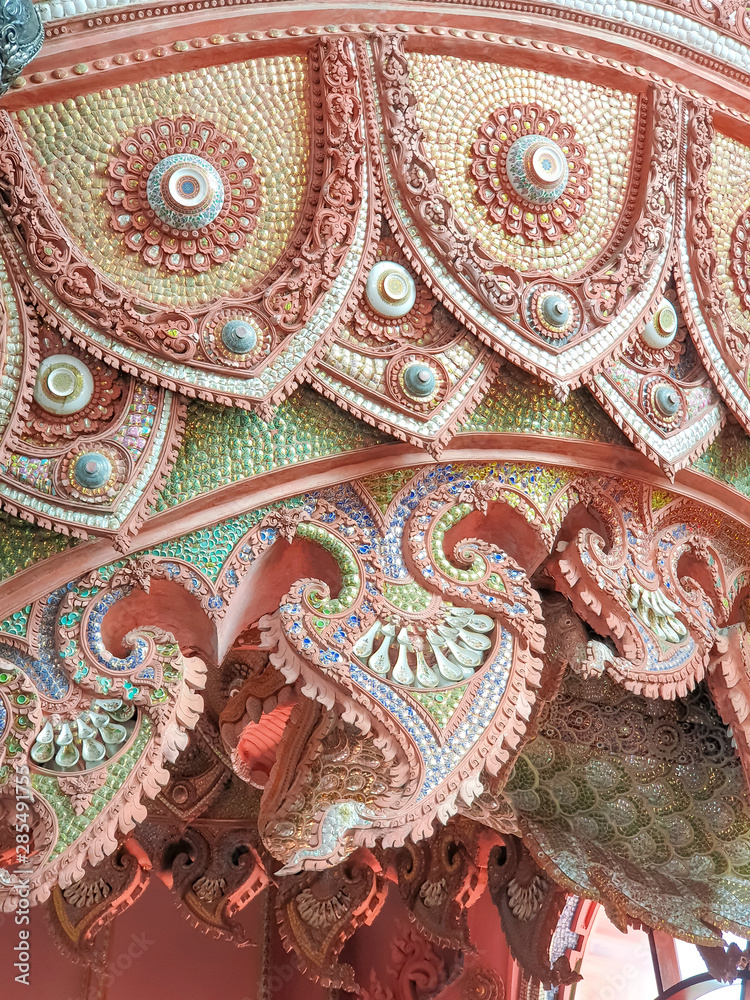 Thai Ancient Art and Stained Glass decoration in the main hall at Erawan Museum in Thailand. This place is one of attraction for tourist. Thai Ancient Art and Stained Glass decoration in the main hall at Erawan Museum in Thailand. This place is one of attraction for tourist.