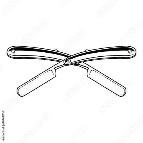two crossed Straight razor on a white background vector illustration
