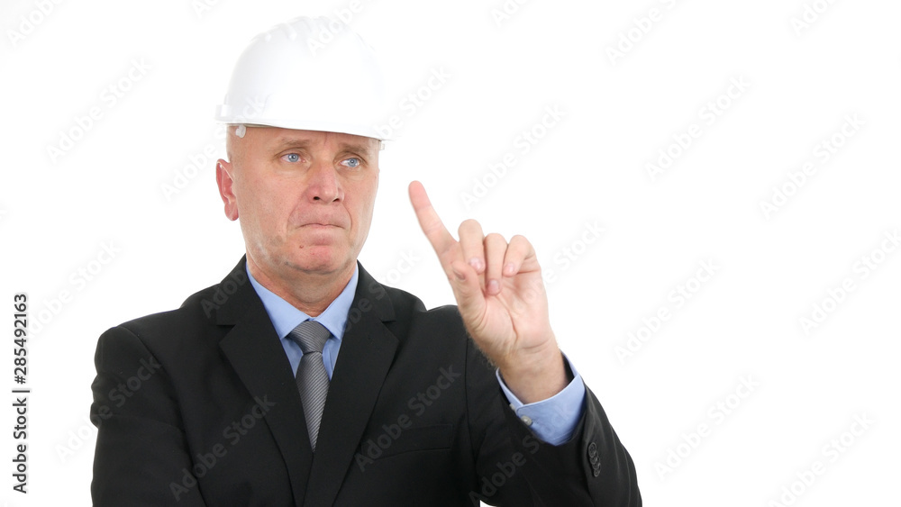 Image with a Serious Engineer Making No Hand Sign